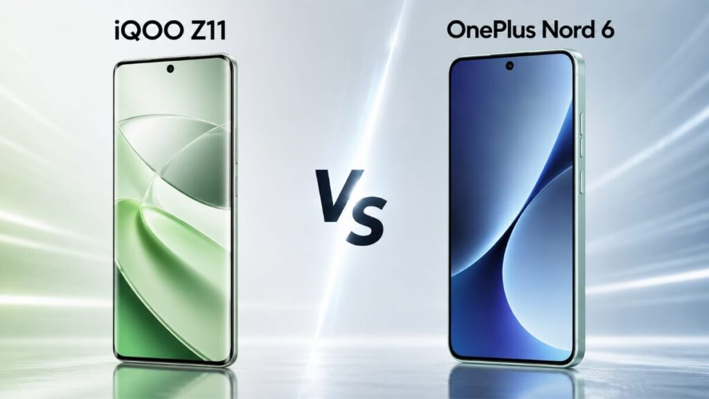 iQOO Z11 vs OnePlus Nord 6 front design and curved display comparison