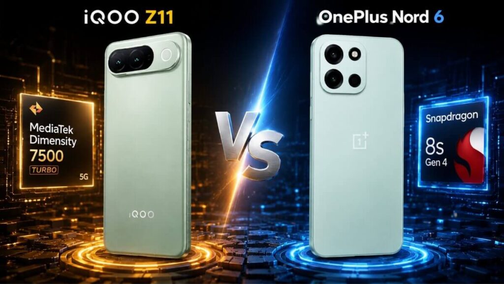 iQOO Z11 (MediaTek Dimensity 7500 Turbo) vs OnePlus Nord 6 (Snapdragon 8s Gen 4) performance comparison