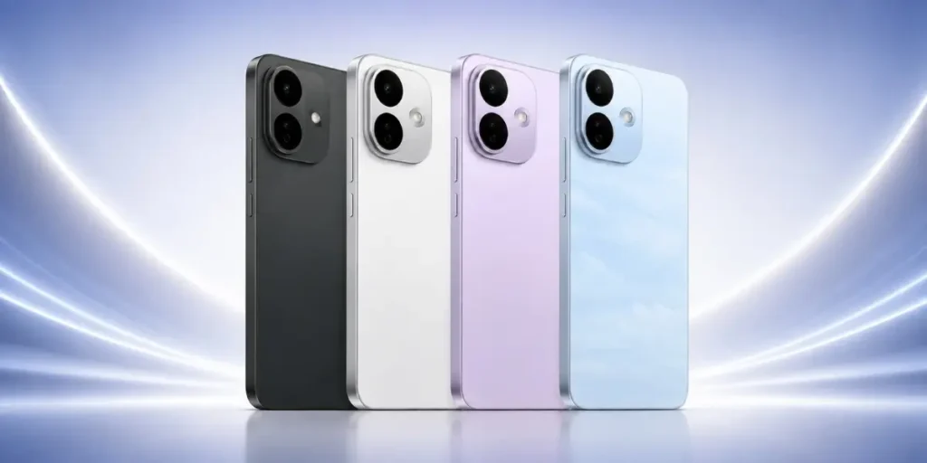 Redmi Note 17 Pro Max colour options showing black, white, purple, and blue back panels