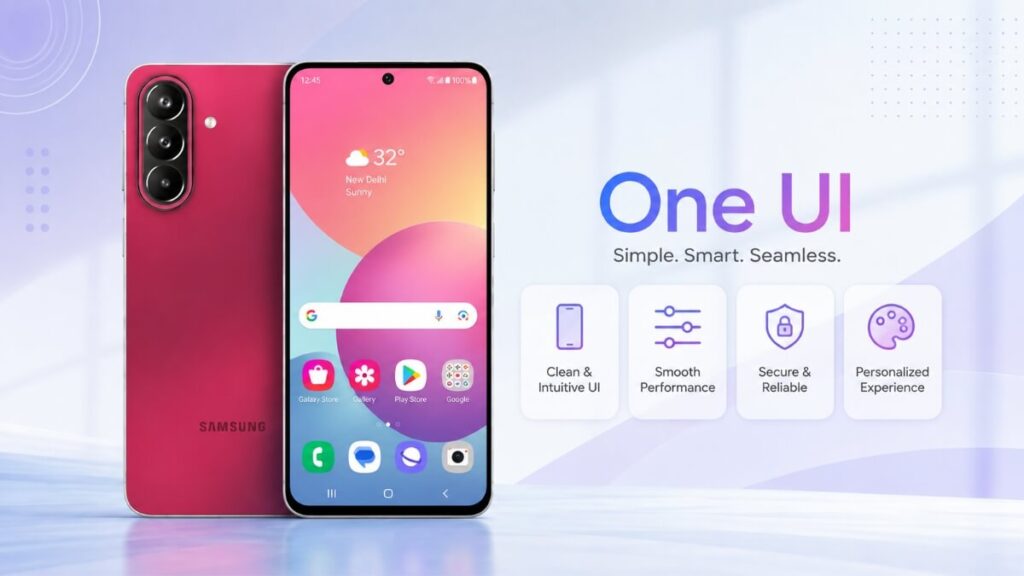 Samsung Galaxy M47 5G software experience showcasing One UI with features like clean intuitive UI and smooth performance