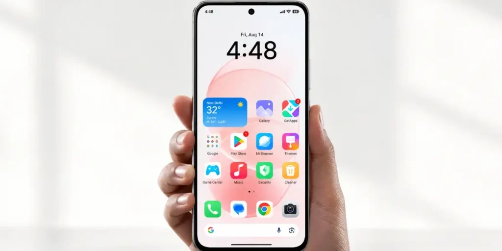 Redmi Note 17 Pro Max being held in hand showing the home screen display interface