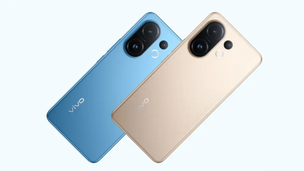 Vivo T4 Pro smartphones displayed in blue and gold color variants featuring dual rear cameras