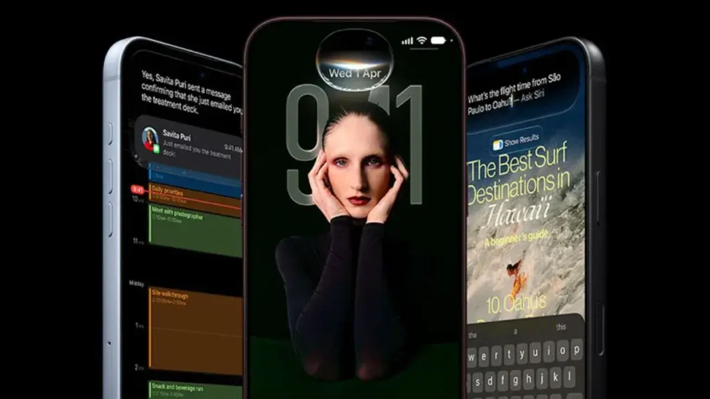 iPhone 18 Pro Max ki screen par iOS 27 aur Siri AI features dikhate huye